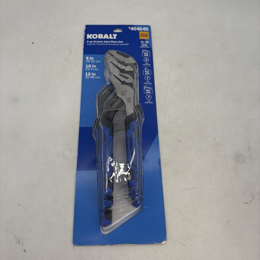 Kobalt 464646 3-piece Groove Joint Pliers Set Blue NEW SEALED